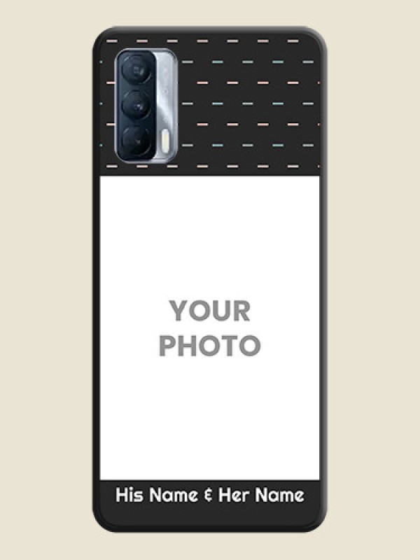 Custom Line Pattern Design with Text on Space Black Custom Soft Matte Phone Back Cover - Realme X7 - alternate view