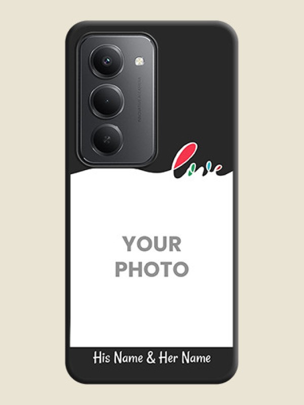 Custom Fall in Love Pattern with Picture on Photo On Space Black Custom Soft Matte Mobile Back Cover - Redmi 15 5G - alternate view