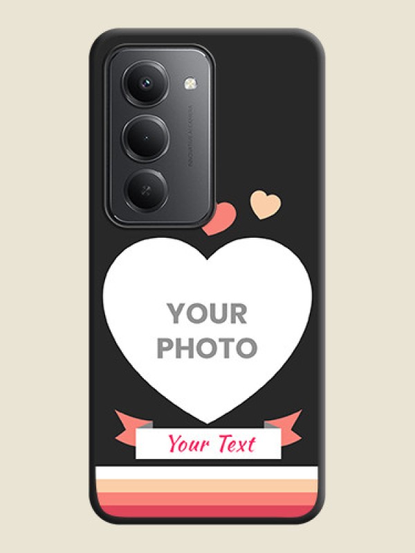 Custom Love Shaped Photo with Colorful Stripes On Space Black Custom Soft Matte Mobile Back Cover - Redmi 15 5G - alternate view