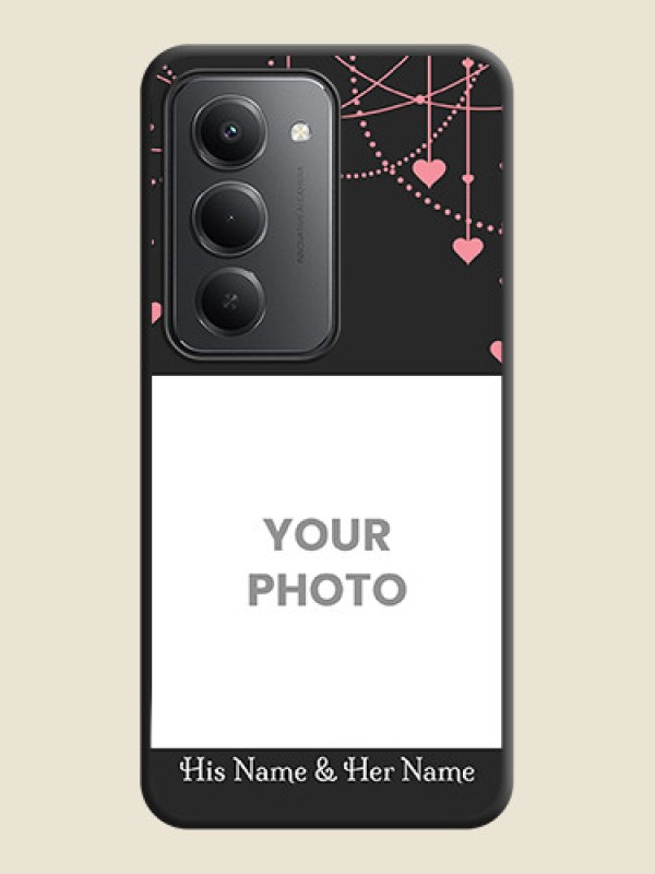 Custom Pink Love Hangings with Text On Space Black Custom Soft Matte Mobile Back Cover - Redmi 15 5G - alternate view