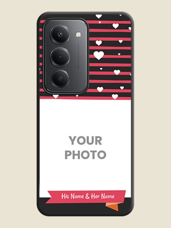 Custom White Color Love Symbols with Pink Lines Pattern On Space Black Custom Soft Matte Mobile Back Cover - Redmi 15 5G - alternate view