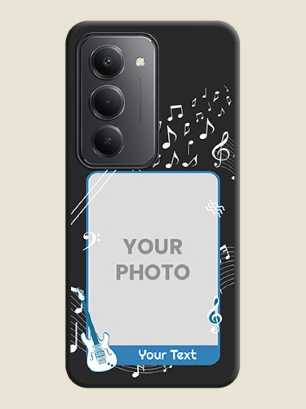 Custom Musical Theme Design with Text on Photo On Space Black Custom Soft Matte Mobile Back Cover - Redmi 15 5G - alternate view