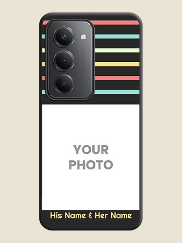 Custom Color Stripes with Photo and Text on Photo On Space Black Custom Soft Matte Mobile Back Cover - Redmi 15 5G - alternate view