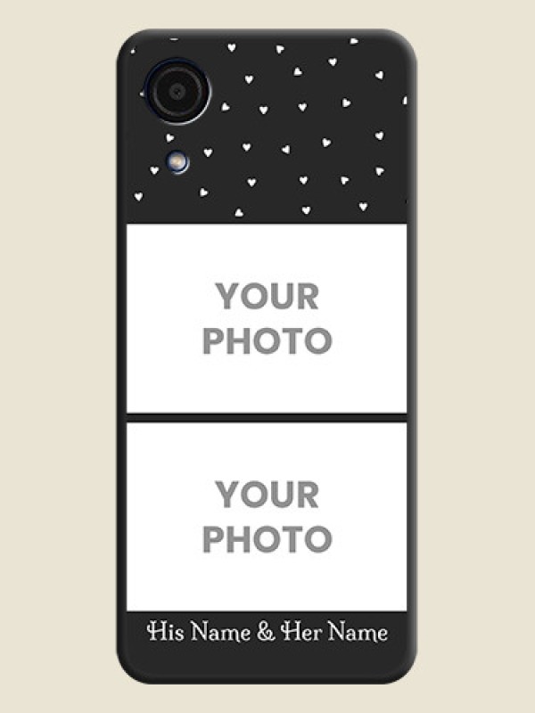 Custom Miniature Love Symbols with Name on Space Black Custom Soft Matte Back Cover - Galaxy A03 Core - alternate view