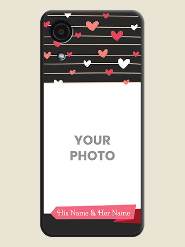 Custom Love Pattern with Name on Pink Ribbon on Photo on Space Black Soft Matte Back Cover - Galaxy A03 Core - alternate view