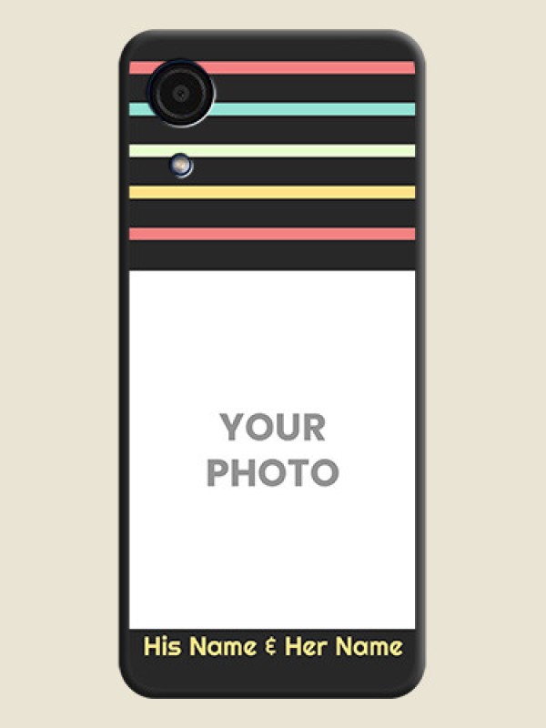Custom Color Stripes with Photo and Text on Photo on Space Black Soft Matte Mobile Case - Galaxy A03 Core - alternate view