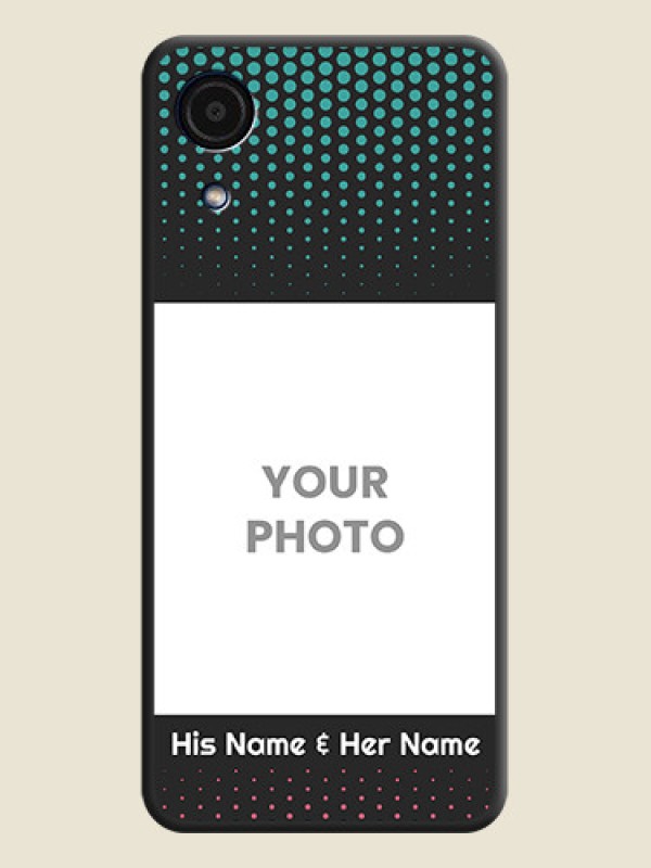 Custom Faded Dots with Grunge Photo Frame and Text on Space Black Custom Soft Matte Phone Cases - Galaxy A03 Core - alternate view