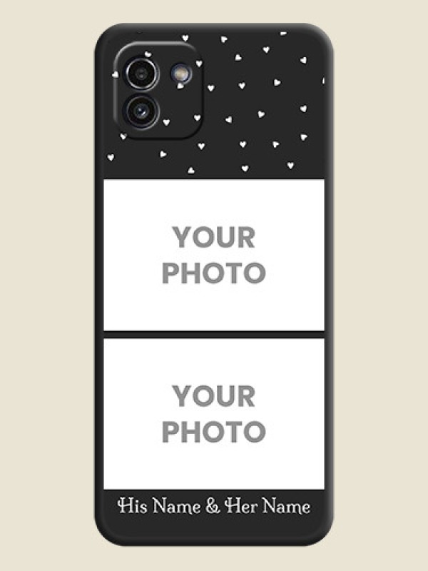 Custom Miniature Love Symbols with Name on Space Black Custom Soft Matte Back Cover - Galaxy A03 - alternate view