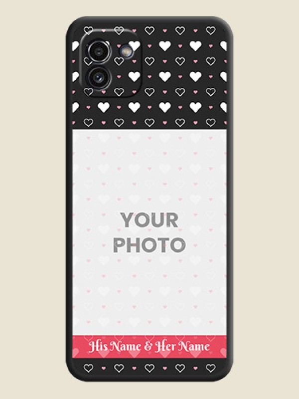 Custom White Color Love Symbols with Text Design on Photo on Space Black Soft Matte Phone Cover - Galaxy A03 - alternate view