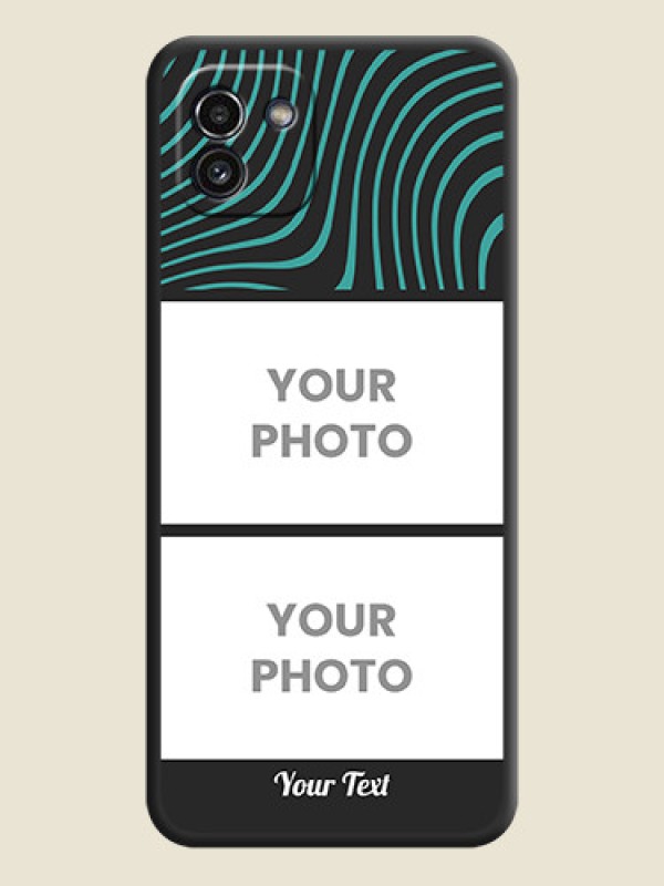 Custom Wave Pattern with 2 Image Holder on Space Black Personalized Soft Matte Phone Covers - Galaxy A03 - alternate view
