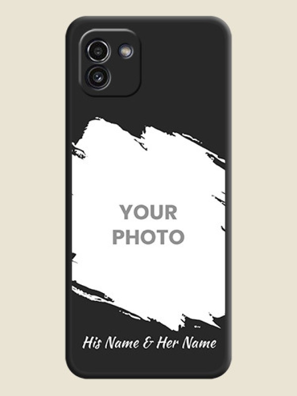 Custom Grunge Brush Strokes on Photo on Space Black Soft Matte Back Cover - Galaxy A03 - alternate view