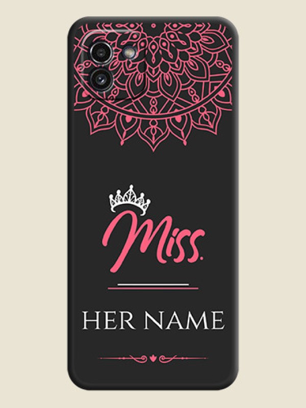 Custom Mrs Name with Floral Design on Space Black Personalized Soft Matte Phone Covers - Galaxy A03 - alternate view