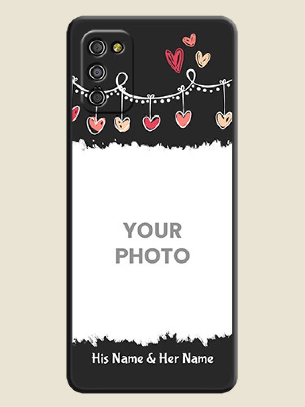 Custom Pink Love Hangings with Name on Space Black Custom Soft Matte Phone Cases - Galaxy A03s - alternate view