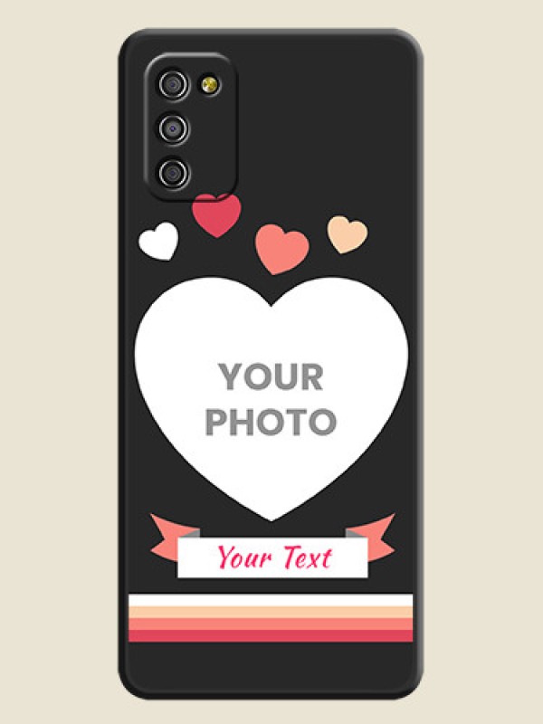 Custom Love Shaped Photo with Colorful Stripes on Personalised Space Black Soft Matte Cases - Galaxy A03s - alternate view