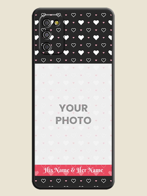 Custom White Color Love Symbols with Text Design on Photo on Space Black Soft Matte Phone Cover - Galaxy A03s - alternate view