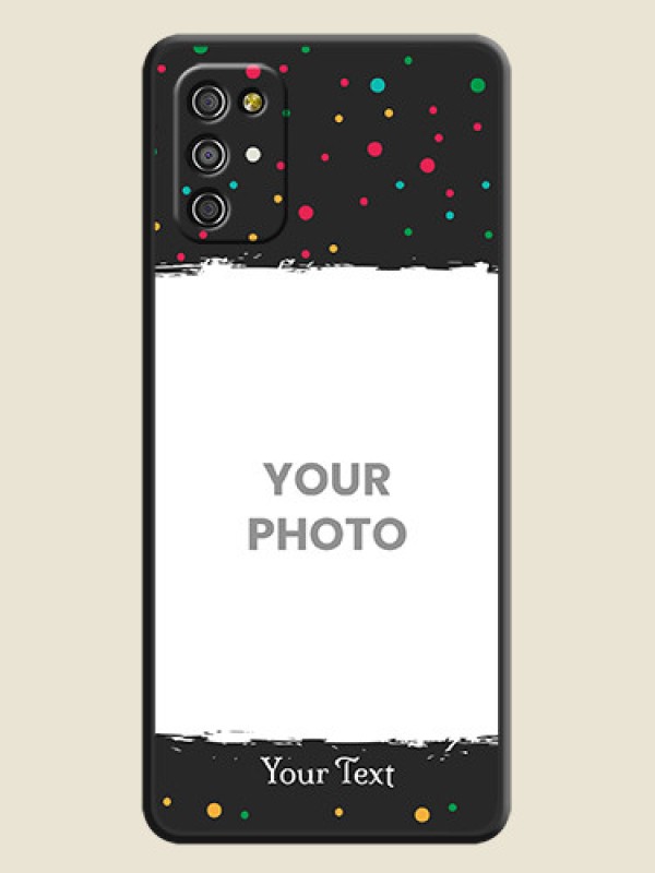 Custom Multicolor Dotted Pattern with Text on Space Black Custom Soft Matte Phone Back Cover - Galaxy A03s - alternate view