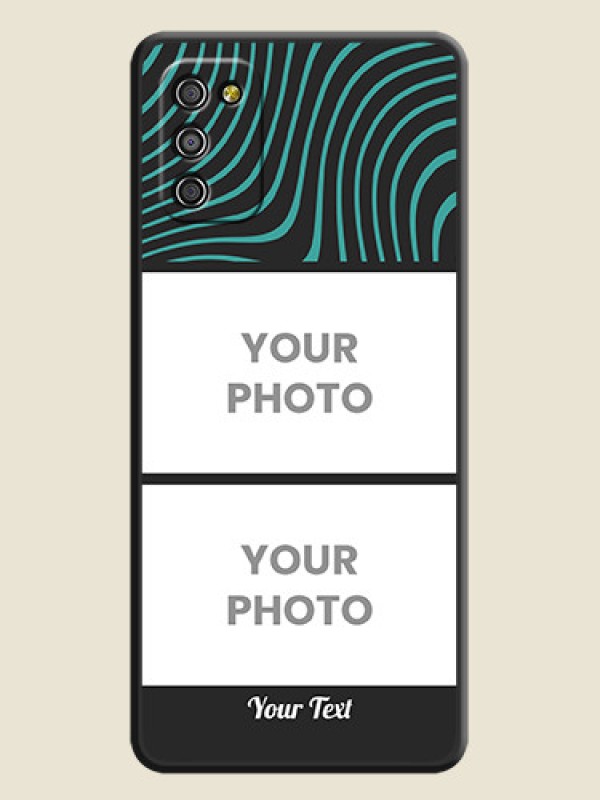 Custom Wave Pattern with 2 Image Holder on Space Black Personalized Soft Matte Phone Covers - Galaxy A03s - alternate view