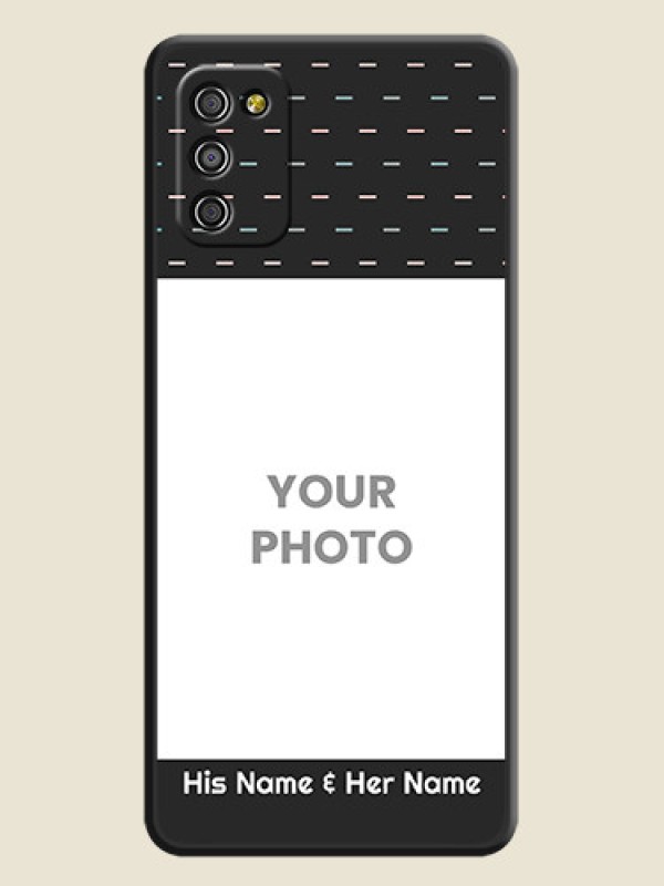 Custom Line Pattern Design with Text on Space Black Custom Soft Matte Phone Back Cover - Galaxy A03s - alternate view