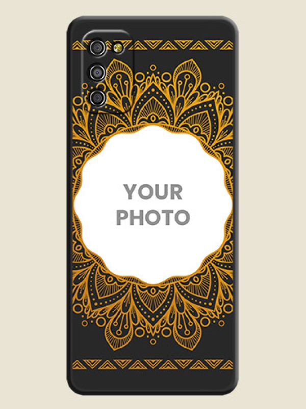 Custom Round Image with Floral Design on Photo on Space Black Soft Matte Mobile Cover - Galaxy A03s - alternate view