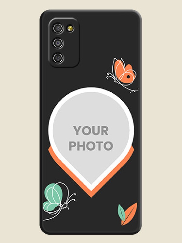 Custom Upload Pic With Simple Butterly Design On Space Black Personalized Soft Matte Phone Covers -Samsung Galaxy A03S - alternate view
