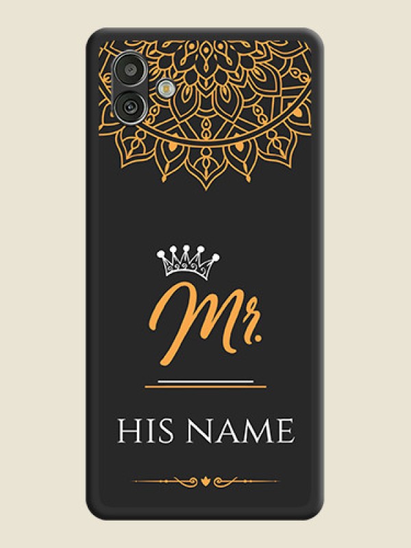 Custom Mr Name with Floral Design  on Personalised Space Black Soft Matte Cases - Samsung Galaxy A04 - alternate view