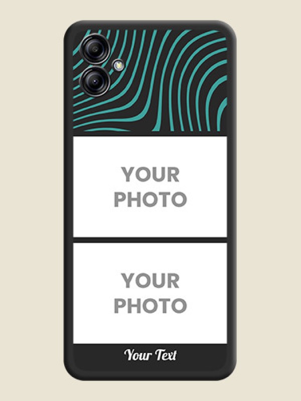 Custom Wave Pattern with 2 Image Holder on Space Black Personalized Soft Matte Phone Covers - Samsung Galaxy A04e - alternate view