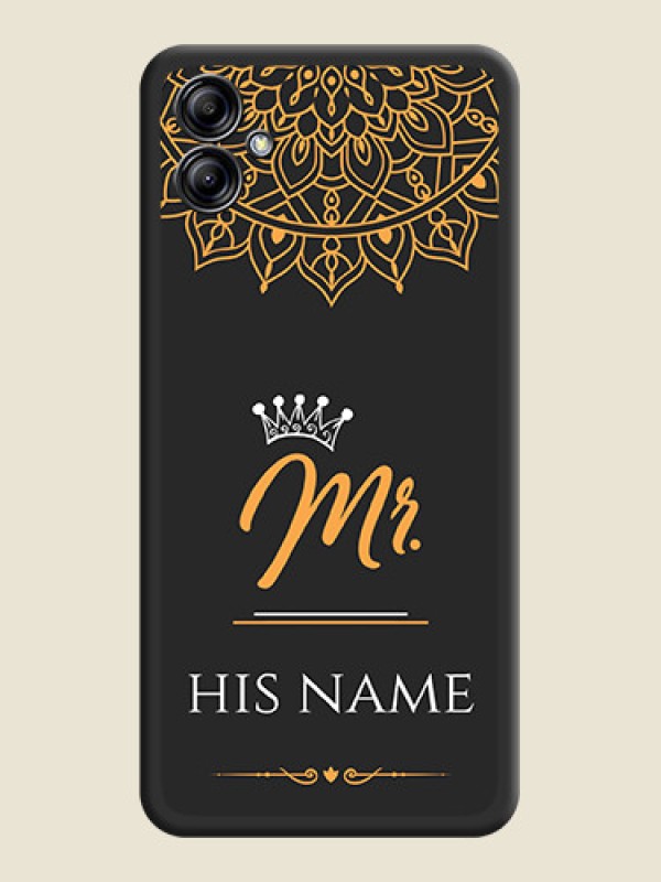Custom Mr Name with Floral Design  on Personalised Space Black Soft Matte Cases - Samsung Galaxy A04e - alternate view