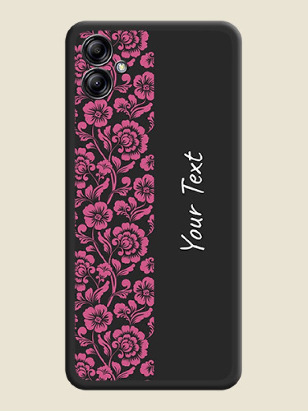 Custom Pink Floral Pattern Design With Custom Text On Space Black Personalized Soft Matte Phone Covers -Samsung Galaxy A04E - alternate view