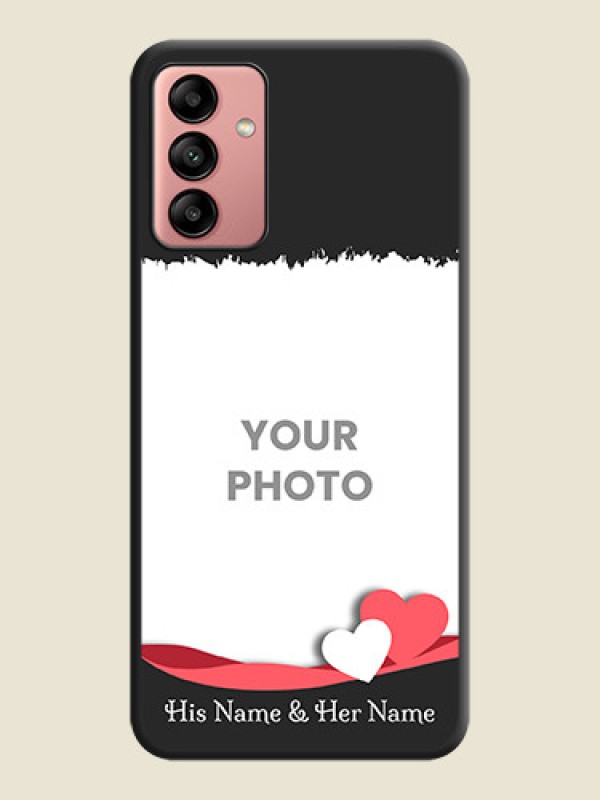 Custom Pin Color Love Shaped Ribbon Design with Text on Space Black Custom Soft Matte Phone Back Cover - Galaxy A04s - alternate view