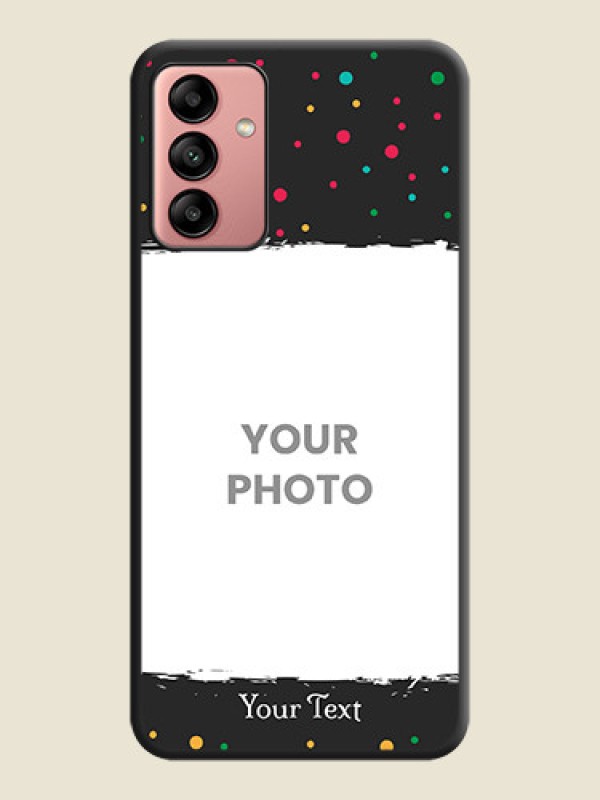 Custom Multicolor Dotted Pattern with Text on Space Black Custom Soft Matte Phone Back Cover - Galaxy A04s - alternate view