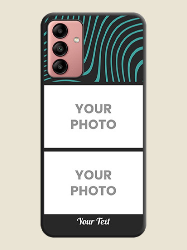 Custom Wave Pattern with 2 Image Holder on Space Black Personalized Soft Matte Phone Covers - Galaxy A04s - alternate view