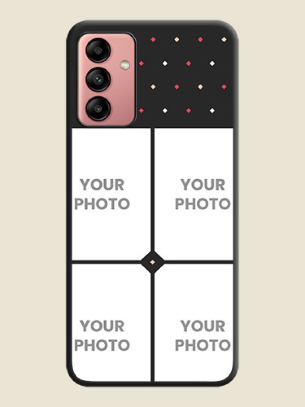 Custom Multicolor Dotted Pattern with 4 Image Holder on Space Black Custom Soft Matte Phone Cases - Galaxy A04s - alternate view