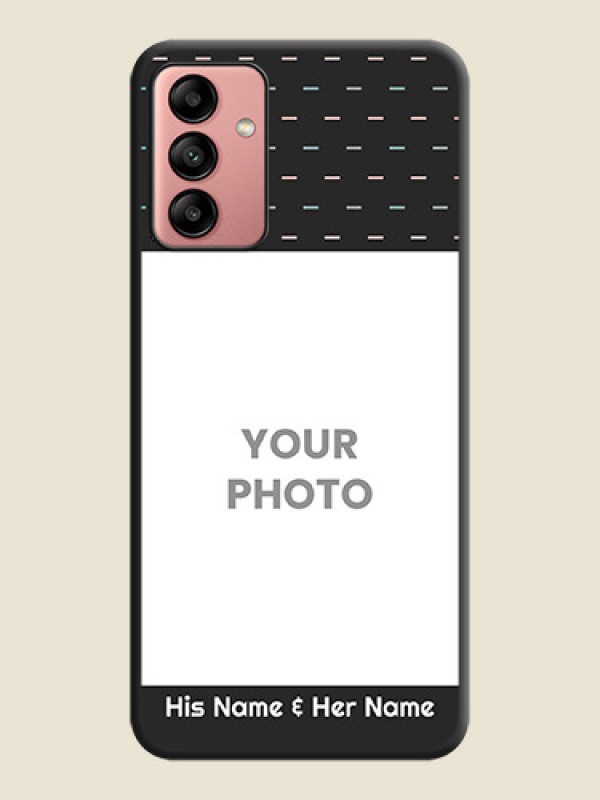 Custom Line Pattern Design with Text on Space Black Custom Soft Matte Phone Back Cover - Galaxy A04s - alternate view
