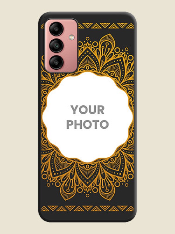 Custom Round Image with Floral Design on Photo on Space Black Soft Matte Mobile Cover - Galaxy A04s - alternate view