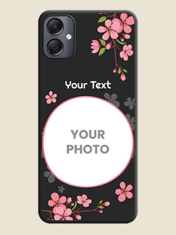 Custom Round Image with Pink Color Floral Design on Photo On Space Black Custom Soft Matte Mobile Back Cover - Galaxy A05 - alternate view