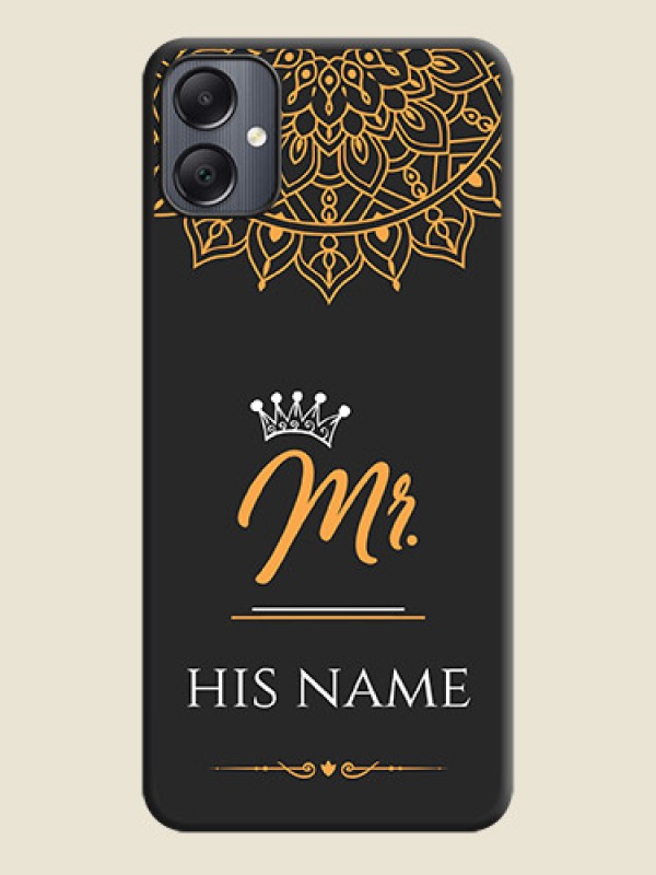 Custom Mr Name with Floral Design On Space Black Custom Soft Matte Mobile Back Cover - Galaxy A05 - alternate view