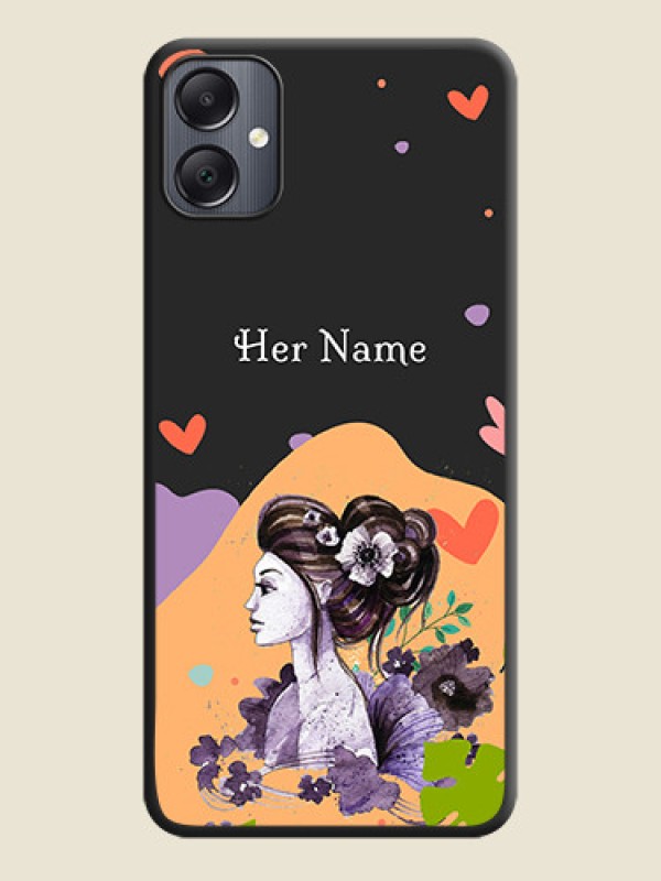 Custom Namecase For Her With Fancy Lady Image On Space Black Custom Soft Matte Mobile Back Cover - Galaxy A05 - alternate view