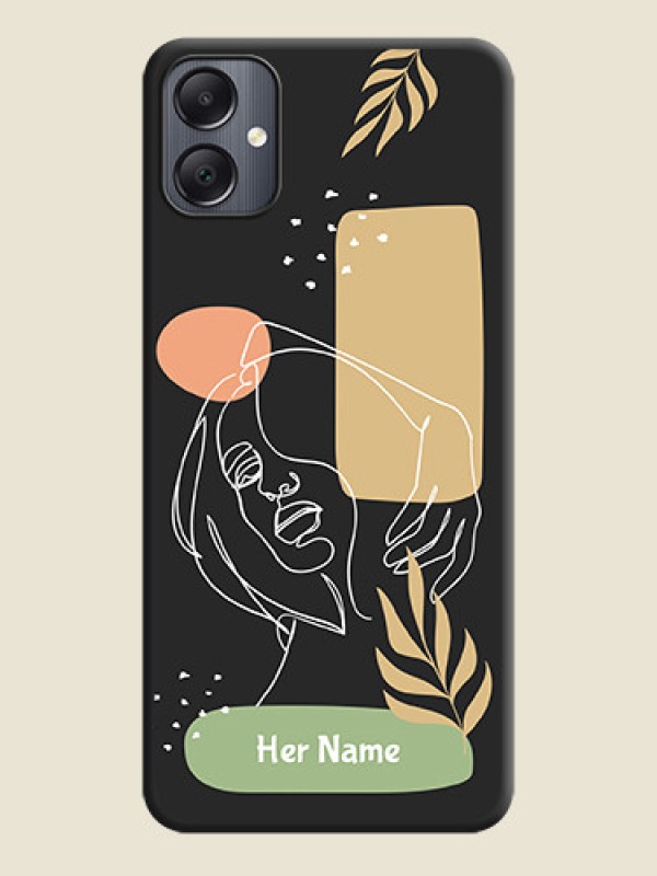 Custom Custom Text With Line Art Of Women & Leaves Design On Space Black Custom Soft Matte Mobile Back Cover - Galaxy A05 - alternate view