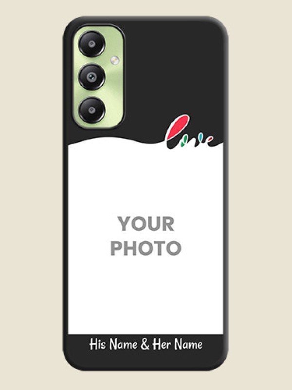 Custom Fall in Love Pattern with Picture on Photo On Space Black Custom Soft Matte Mobile Back Cover - Galaxy A05s - alternate view