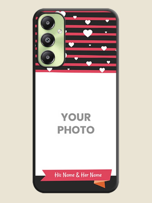 Custom White Color Love Symbols with Pink Lines Pattern On Space Black Custom Soft Matte Mobile Back Cover - Galaxy A05s - alternate view