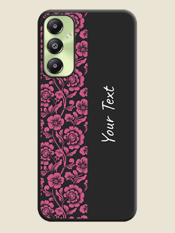 Custom Pink Floral Pattern Design With Custom Text On Space Black Custom Soft Matte Mobile Back Cover - Galaxy A05s - alternate view