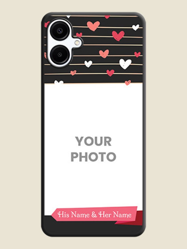Custom Love Pattern with Name on Pink Ribbon on Photo On Space Black Custom Soft Matte Mobile Back Cover - Galaxy A06 - alternate view