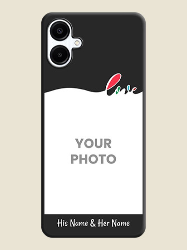 Custom Fall in Love Pattern with Picture on Photo On Space Black Custom Soft Matte Mobile Back Cover - Galaxy A06 - alternate view