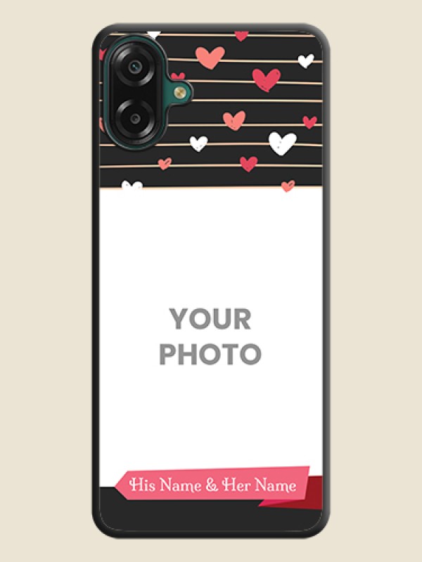 Custom Love Pattern with Name on Pink Ribbon on Photo On Space Black Custom Soft Matte Mobile Back Cover - Samsung Galaxy A07 - alternate view