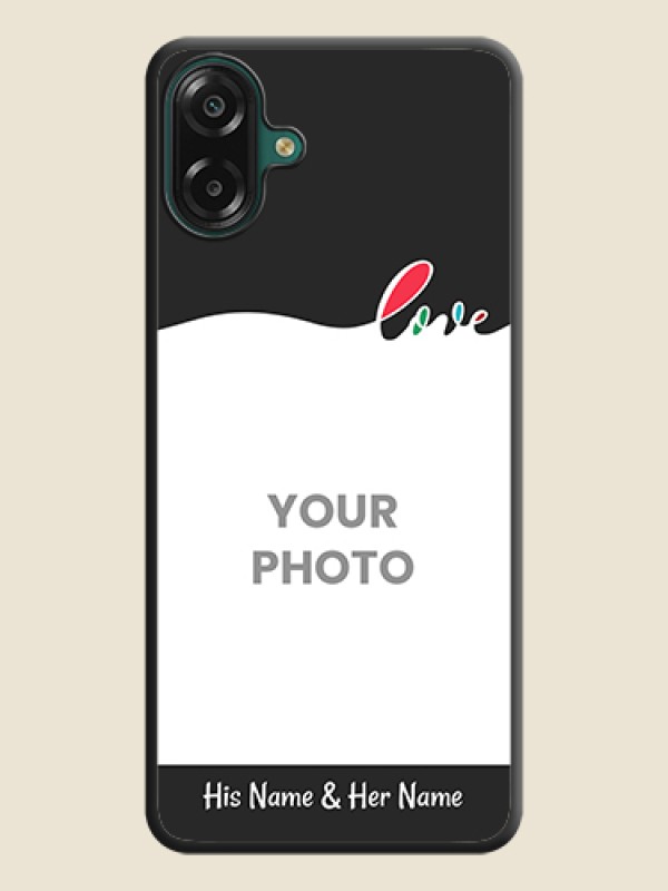 Custom Fall in Love Pattern with Picture on Photo On Space Black Custom Soft Matte Mobile Back Cover - Samsung Galaxy A07 - alternate view