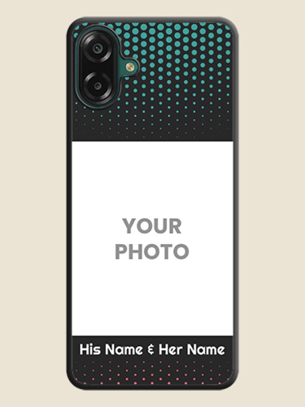 Custom Faded Dots with Grunge Photo Frame and Text On Space Black Custom Soft Matte Mobile Back Cover - Samsung Galaxy A07 - alternate view