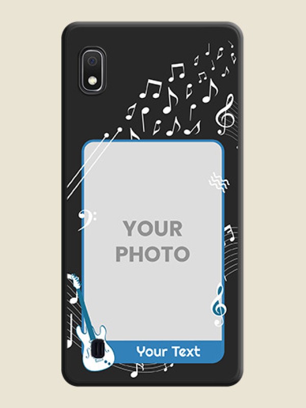 Custom Musical Theme Design with Text on Photo on Space Black Soft Matte Mobile Case - Galaxy A10 - alternate view