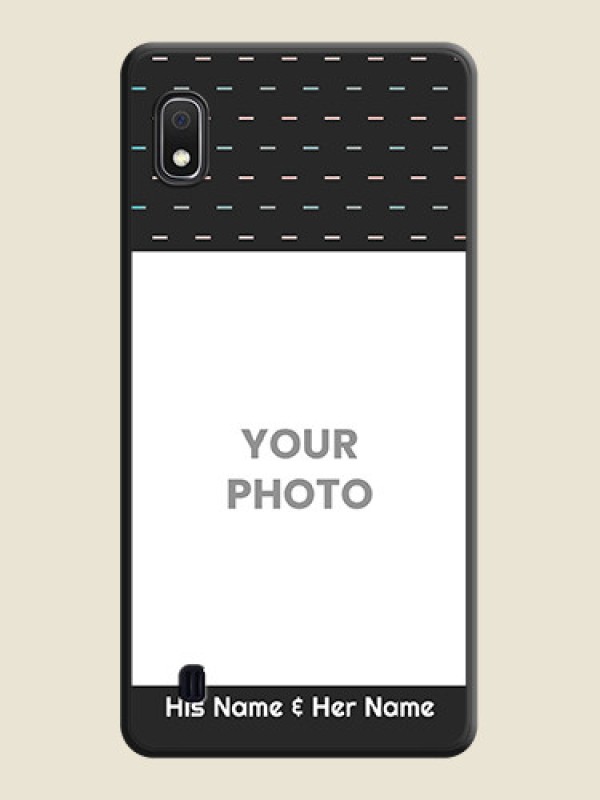 Custom Line Pattern Design with Text on Space Black Custom Soft Matte Phone Back Cover - Galaxy A10 - alternate view