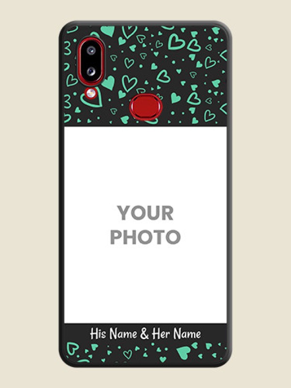 Custom Sea Green Indefinite Love Pattern on Photo on Space Black Soft Matte Mobile Cover - Galaxy A10s - alternate view