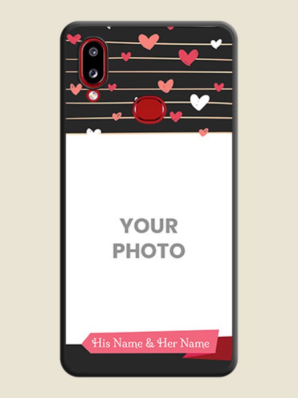 Custom Love Pattern with Name on Pink Ribbon  on Photo on Space Black Soft Matte Back Cover - Galaxy A10s - alternate view